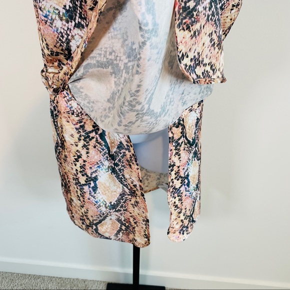 Pink Pure Silk Multicolor Snake Print Wrap Dress H&M Exclusive Studio SS 2015 - Picture 11 of 16
